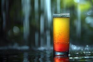 Refreshing Gradient Beverage - Nature Background with Bokeh Effect for Summer and Tropical Designs photo