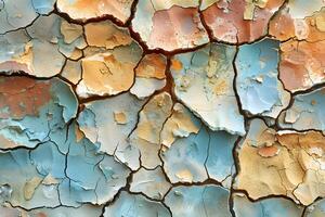 Abstract Texture of Weathered Peeling Paint on Cracked Surface for Artistic and Design Use photo