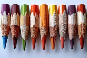 Colorful Sharpened Pencils in a Row for Art and Design Enthusiasts photo