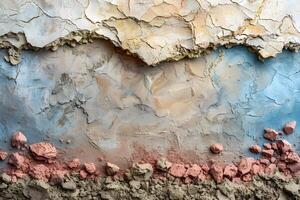 Abstract Weathered Wall Texture with Colorful Layers for Artistic Design and Background Use photo
