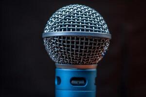 Professional Microphone Close-Up Ideal for Podcasting, Broadcasting, and Studio Recording photo