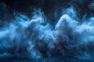 Surreal Blue Smoke Explosion Background for Abstract Art Design and Posters photo