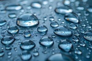 Macro Photography of Rain Drops on Metallic Surface - Nature, Texture, Reflection, Close-Up photo