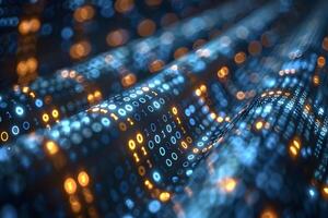 Abstract Digital Data Stream Background - Technology and Innovation Concept for Cybersecurity, Big Data, and AI photo