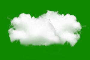 Fluffy White Cloud on a Green Background - Isolated Cloud Formation for Creative Design and Graphic Projects photo