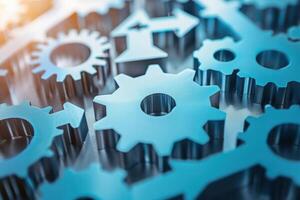 Dynamic Arrows and Gears Illustrating Business Automation, Efficiency, Optimization. Illustration photo
