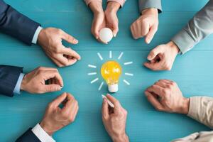 Business Leaders from Different Companies Brainstorming Together, Innovation, Collaboration. Illustration photo