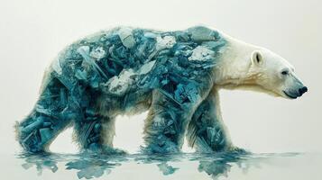 A creatively designed polar bear filled with abstract patterns, symbolizing the beauty of nature and environmental awareness. photo