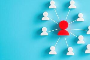 A creative representation of a central figure surrounded by connections, symbolizing networking and community engagement. photo