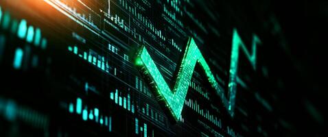A vibrant digital graphic showcasing an upward trend in data analytics and financial growth, perfect for business themes. photo