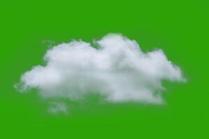 Fluffy White Cloud on a Vibrant Green Background - Isolated Cloud Image for Graphic Design and Creative Projects photo