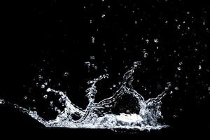 Splashing Water Droplets on Black Background Captured in High-Speed Photography photo