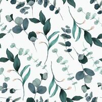 Watercolor pattern of greenery leaves for background use vector
