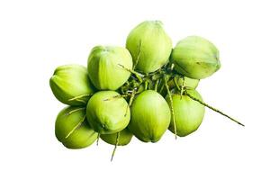 Fresh Green Coconuts Cluster Isolated on White Background with Clipping Path for Easy Editing and Integration photo