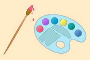 Bright and colorful illustration of a paintbrush and palette. Perfect for back-to-school designs and educational projects. vector