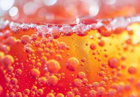 Close-up shot of the bubbly texture of a carbonated soda photo
