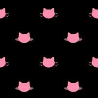 Cat head silhouette. Cat head is in doodle style for designing baby clothes. Hand drawn seamless pattern. Bohemian nursery print. Kids design texture for pajamas. illustration. Pink core vector