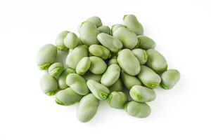 fresh greens broad beans fava on a white background photo