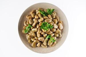 delicious Turkish snack boiled broad beans fava photo