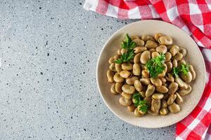 delicious Turkish snack boiled broad beans fava photo