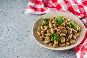 delicious Turkish snack boiled broad beans fava photo