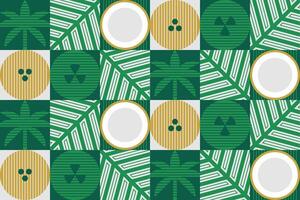 Abstract coconut seamless geometrical pattern. Tropical palm trees and leaves. Summer background design vector