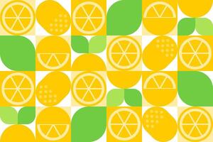 Abstract lemon geometric seamless pattern. Yellow lemon mosaic texture. illustration for background vector