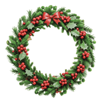 fiesta guirnalda adornado con bayas y pino, cortar fuera - valores . png