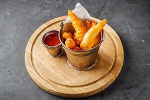 delicious hot fried shrimp in a crispy batter photo