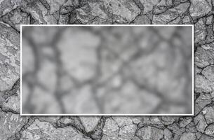 White passepartout frame around blurry background. Stone floor texture. Harmonic pattern of slate tiles at the floor. photo