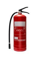 Red fire extinguisher. Isolate on a white back. photo