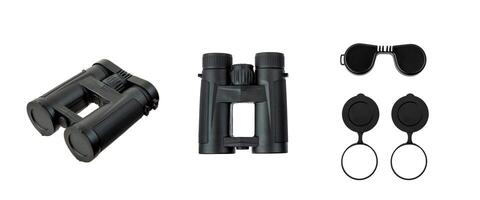 Modern binoculars. An optical instrument for observation at long distances. Isolate on a white back. photo