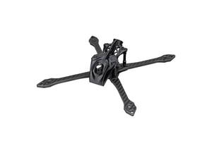 Modern FPV drone on a white background. Four-engine aircraft on the radio control. Drone for racing, filming and entertainment. photo