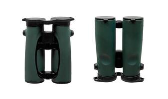 Modern binoculars. An optical instrument for observation at long distances. Isolate on a white back. photo