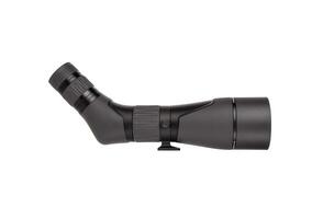 Modern spyglass. Long-range observation device. Monocular isolate on a white back photo