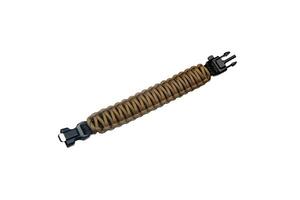 Paracord bracelet with isolate quick release clasp on a white back. A useful and beautiful accessory for men. photo