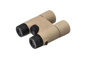 Modern binoculars isolate on white back. Surveillance device. Device for viewing at a distance. photo