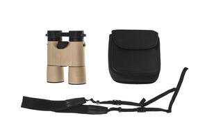 Modern binoculars isolate on white back. Surveillance device. Device for viewing at a distance. photo