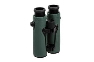 Modern binoculars isolate on white back. Surveillance device. Device for viewing at a distance. photo