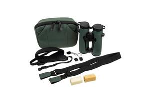 Modern binoculars isolate on white back. Surveillance device. Device for viewing at a distance. photo
