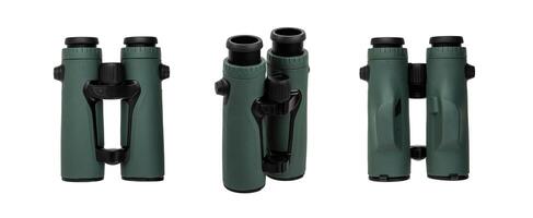 Modern binoculars. An optical instrument for observation at long distances. Isolate on a white back. photo