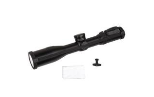 modern black optical scope for weapon isolated on whited. sight scope isolated on white back. photo