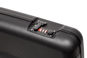 Plastic case for weapons with a combination lock and handle for transport isolate on a white background. photo