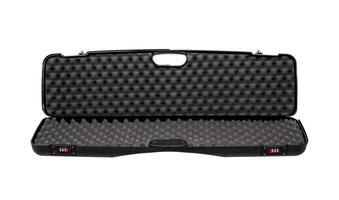 Plastic case for weapons with a combination lock and handle for transport isolate on a white background. photo