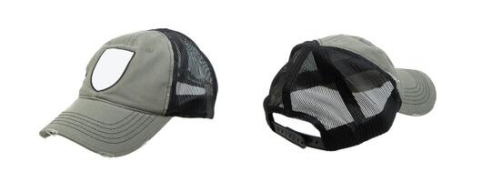 Baseball cap from different sides. Mockup for design creation. Isolate on white back. photo