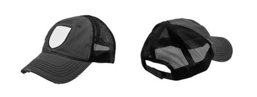 Baseball cap from different sides. Mockup for design creation. Isolate on white back. photo