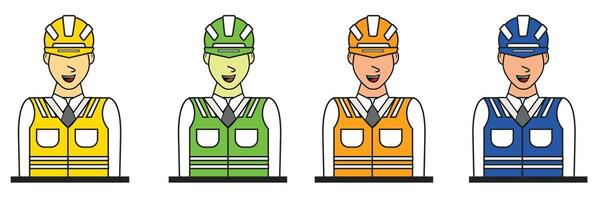 avatar of construction worker with jacket and helmet vector
