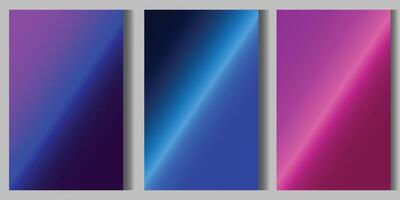 set of poster background glossy effect. shiny paper with dark blue and purple colors and shimmers of color in the middle vector