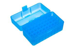 Plastic box for cartridges isolate on white background photo