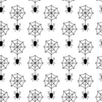 Spider and web seamless pattern. Halloween simple background. flat illustration. vector